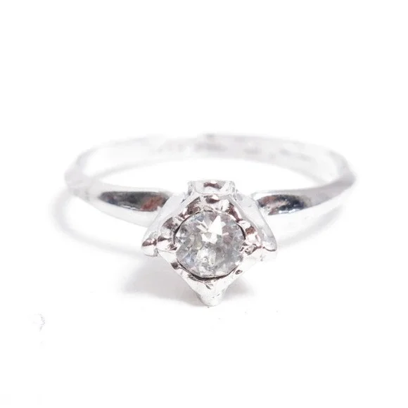 Vintage signed 18K HGE ESPO White Gold plated Solitary Ring - Picture 1 of 7